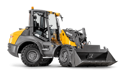 Mecalac’s swing loaders feature a rigid chassis and three steering modes – 2-wheel, 4-wheel and 4-wheel crab – that allow for tight turns.