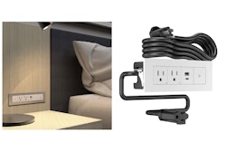 The dash Furniture Power Center can be added directly into furniture, while the dash Power Tower brings power to indoor spaces with a free-standing tower.