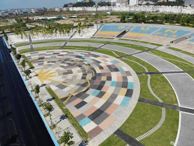 Bomanite International Ltd. won 1st Place in the Concrete Artistry, Over 5,000 sq.ft. category for the work done for Carnival Square Halong City.