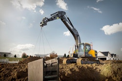 With a lifting capacity of 16,138-lbs., the Volvo EC200E excavator supports a variety of attachments and is equipped for quick couplers.