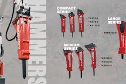 Designed for compact track loaders and compact excavators, Takeuchi’s new hydraulic hammer line includes seven models with reliable power-to-weight ratios for a variety of applications.