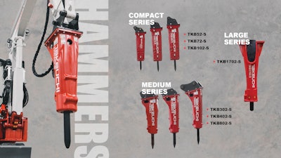 Designed for compact track loaders and compact excavators, Takeuchi’s new hydraulic hammer line includes seven models with reliable power-to-weight ratios for a variety of applications.