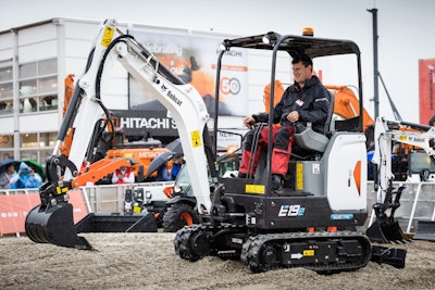 Like the E10e and the E32e, the E19e electric compact excavator offers a run time of four hours of continuous operation on its lithium-ion battery pack.