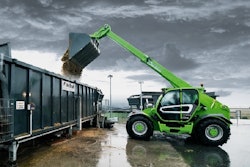 Equipped with three steering modes, the TF65.9 telehandler handles 9,900-lbs. at a maximum lift height of 29-ft.