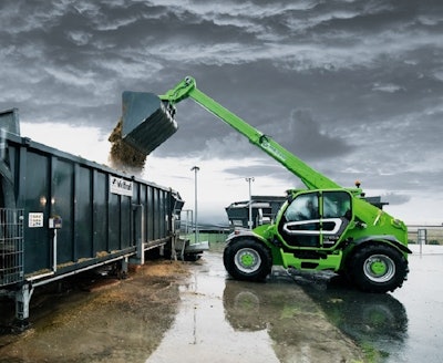 Equipped with three steering modes, the TF65.9 telehandler handles 9,900-lbs. at a maximum lift height of 29-ft.