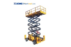 Powered by a 48 HP Kubota engine, the scissor lift has a maximum working height of 59-ft.,5-in. and features rough terrain tires.