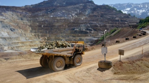 Tire sensors are mounted inside the tires, where data is captured periodically as vehicles drive by fixed reading stations strategically located at the mine site.