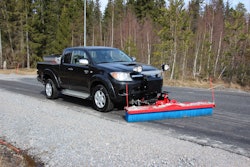 Offered in multiple sizes from 59-in. to 118-in. wide, the SweepAway push brooms are available in a light series with eight brush rows or a medium series with 12 brush rows.