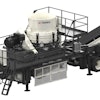 The portable plant includes an oversize quick-release cone feed hopper extension with overflow chute, a 42-in. (1070mm) rugged straight-line product conveyor and a metal detector for off-plant feed conveyor.