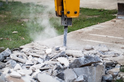 Compatible with the Brokk 900 demolition robot, this versatile hydraulic breaker attachment has a 400-900 blow-per-minute rate applicable for breaking granite and similar types of rock or surfaces.