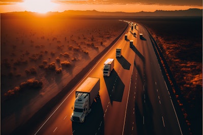 trucks on a highway