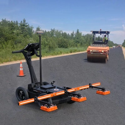 The complete PaveScan RDM 2.0 system includes a rugged deployment cart and an integrated concentrator box that accommodates up to three sensors and includes housing for cable management and hot-swappable, dual batteries.