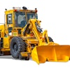 Providing 180-degree boom rotation, the machine is primarily used to thread out old rail and thread in new rail.