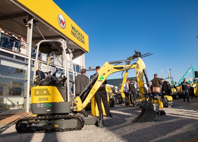 A central focus of Wacker Neuson’s booth is a 1.7-ton battery-powered excavator, the EZ17e.