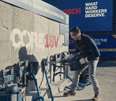 The portable rotary hammer features a cordless design and comes equipped with KickBack Control and an Anti-Vibration System.