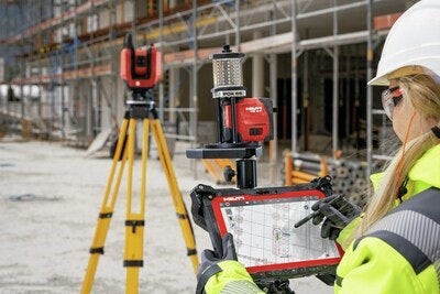 The PLT 400 can take BIM (Building Information Modeling) designed digital plans and lay them out, without needing to create points on the plans first.