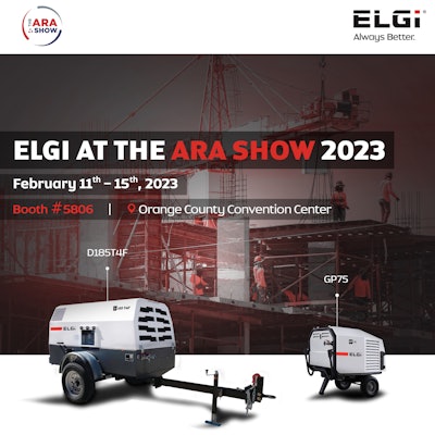 Whether installing fiber optic lines or powering pneumatic tools, ELGi D185T4F and GP75 portable compressors support a range of construction projects.