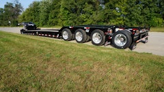 Equipped with a low-profile hydraulic gooseneck, the Guardian trailer is 53-ft. long and has a capacity rating of 110,000-lbs. in 12-ft. concentrated.