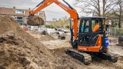 Hitachi will showcase its new ZX55U-6EB electric compact excavator at CONEXPO.