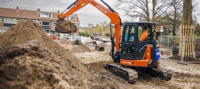 Hitachi will showcase its new ZX55U-6EB electric compact excavator at CONEXPO.