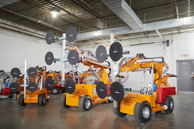 The vacuum lifting robots support jobsite safety by reducing the need to handle heavy glass and other objects during installation or movement.