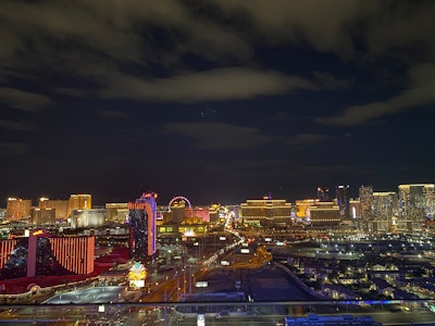 The rooftop view from Ghostbar in Las Vegas on Jan. 17 during the announcement of Doosan Infracore North America's construction equipment rebrand as DEVELON.
