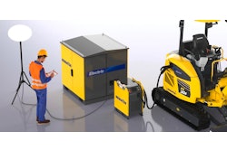 Komatsu displayed PC210LCE, PC30E and PC01E electric excavators, the HB365LC-3 hybrid excavator and the rebranded MVT-II-600 crusher.