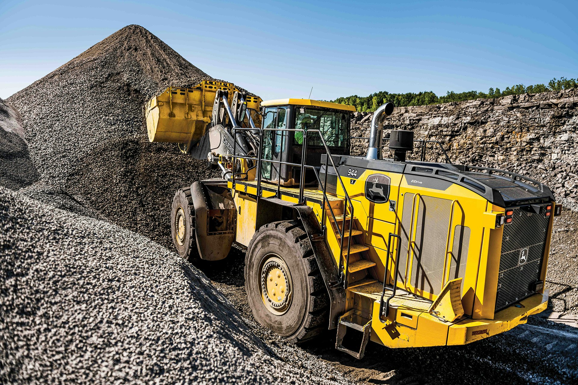 John Deere will highlight three E-Power (battery-electric) machines, including the 310 X-Tier backhoe, the 244 X-Tier compact wheel loader and the 145 X-Tier excavator concept.
