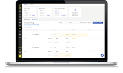 Kojo’s Invoice Matching instantaneously flags errors such as incorrect quantities and prices entered by vendors by automating the three-way matching process, comparing the vendor invoice to the purchase order and then to proof of delivery.