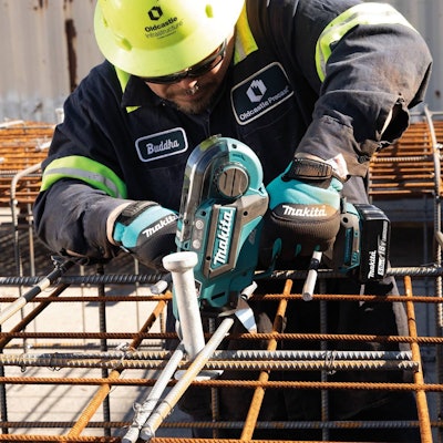 The 18V LXT Brushless Deep Capacity Rebar Tying Tool Kit (XRT02TK) has a tying capacity of 5,000 ties of #4 x #4 diameter rebar using an 18V LXT 5.0Ah battery.