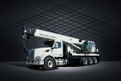 National Crane is partnering with Peterbilt to exhibit an NBT45-2 configuration that does not require a single front outrigger.