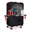 The CuttingStation weighs 396-lbs. and features storage areas for holding tools, equipment and small items.