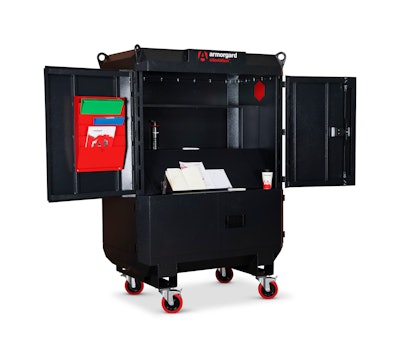 Protected by 16-gauge steel with a powder coated finish, individuals can access lighting, UL approved power supply and additional storage on the SiteStation.