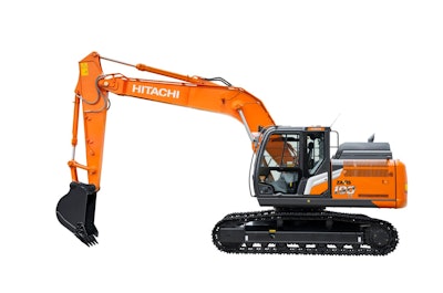 This 43,652-lb. (19,800-kg) excavator offers a 23-ft., 2-in. (7.07-m) maximum digging depth and 28,551-lb. (127 kN) bucket breakout force.