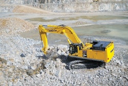 The excavator is designed for heavy construction, demolition, material handling, deep sewer, water, large mass excavation and mining or quarry.