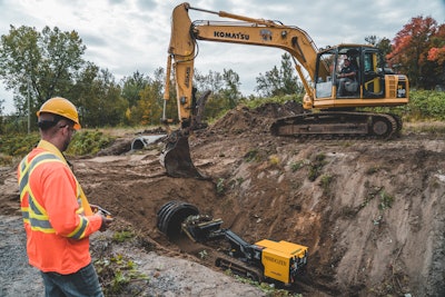 Equipped with an external charger, the mini dozer has a runtime of nearly 10 hours and offers up to 1,170 lbs. of lifting capacity.