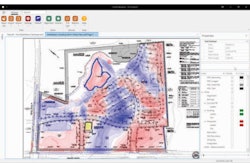 The contours are selectable objects and can be used to define subgrades, site boundaries, stripping regions, etc.