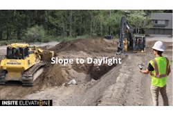 Settings available in the slope to daylight tool include the following: Slope Up, Slope Down, Direction, Side, Miter Corners and Maximum Run.