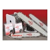 The chain saw bars feature low profile, semi-chisel and skip tooth chain in cut loops or 25-ft. and 100-ft. reels.