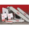 The chain saw bars feature low profile, semi-chisel and skip tooth chain in cut loops or 25-ft. and 100-ft. reels.