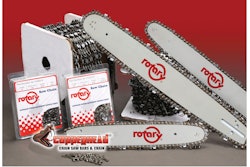 The chain saw bars feature low profile, semi-chisel and skip tooth chain in cut loops or 25-ft. and 100-ft. reels.