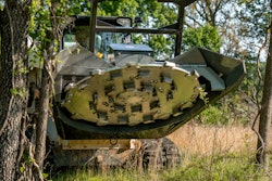 The forestry disc mulcher is available with either 150-cc motor that requires 32 gpm to 44 gpm of hydraulic flow or 200-cc motor that requires 45 gpm to 60 gpm of hydraulic flow.