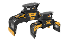 These new sorting grapples have a wide claw opening, allowing them to move and handle large materials.