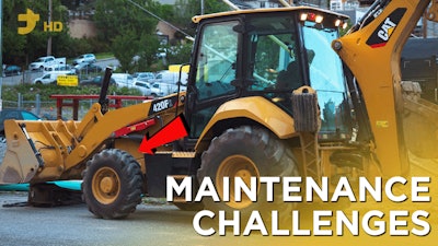 Backhoe Displaying The Challenges To Maintain Equipment With Tires