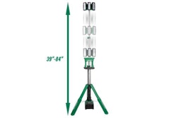 Both portable lights are part of the MultiVolt System of 18-volt and 36-volt cordless power tools from Metabo HPT.