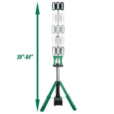 Both portable lights are part of the MultiVolt System of 18-volt and 36-volt cordless power tools from Metabo HPT.