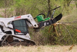 Featuring a 60-in. cutting width, this attachment slices through trees and brush up to 14 in. in diameter, shreds material up to 6 in. in diameter and attaches to most skid steers and compact track loaders.