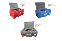 The portable Carrytanks are designed to fit in the bed of a pickup truck below the height of truck bed sides.