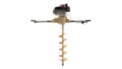 Powered by a gasoline engine, the Two Person Post Hole Digger is equipped with a 53-in. auger and non-conductive composite resin handlebars.