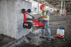 When paired with an MX FUEL REDLITHIUM FORGE HD12.0 battery pack, the new MX FUEL Core Rig with Stand can core up to four 10-in. holes at 6 in. deep in reinforced concrete per charge.